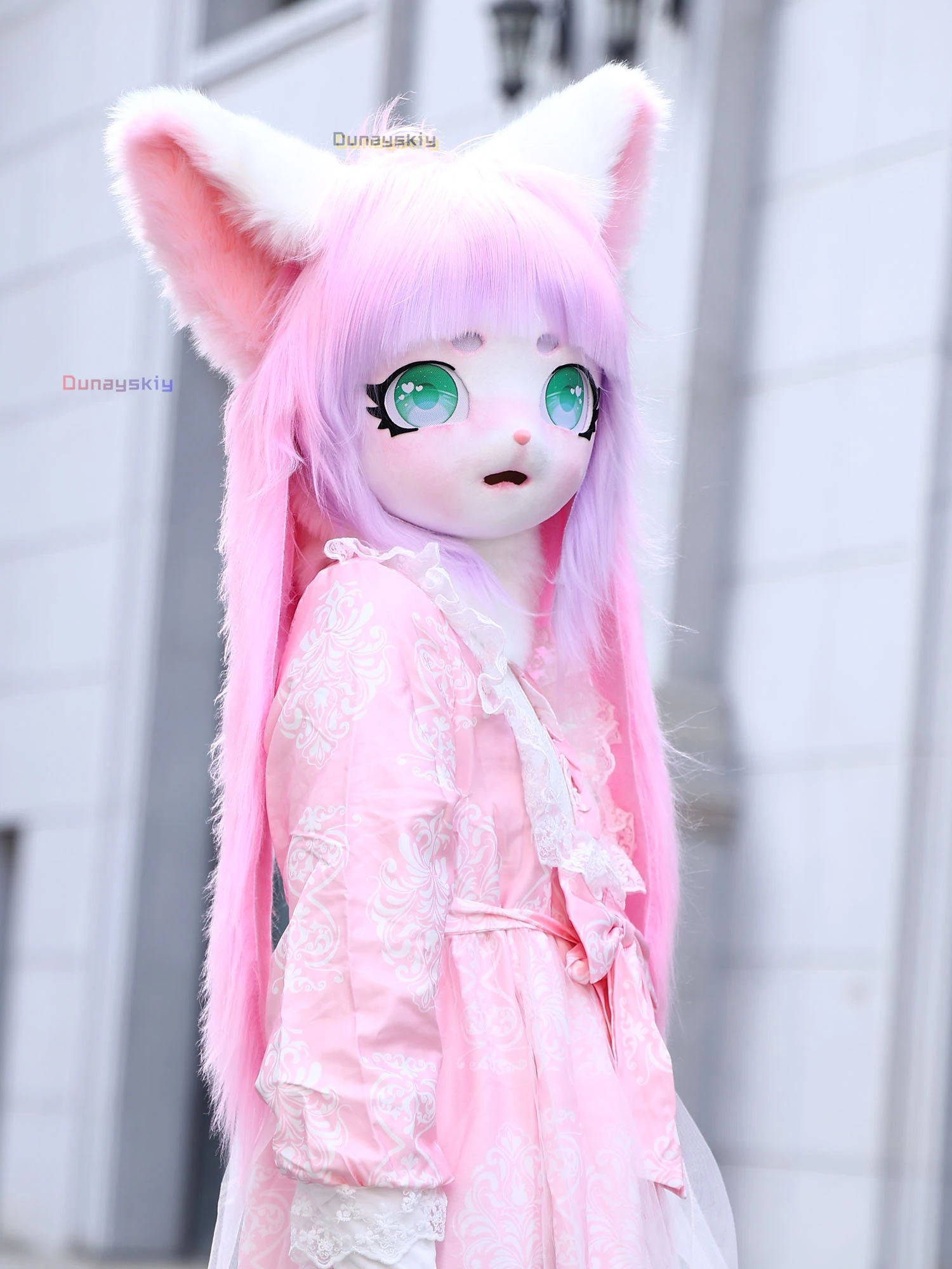 Standing Ears Furry Kig Cosplay Mask Paw Head Base Comiket Furry Fursuit 6Color Kigurumi Animal Cat Rabbit Doll Beast Costume