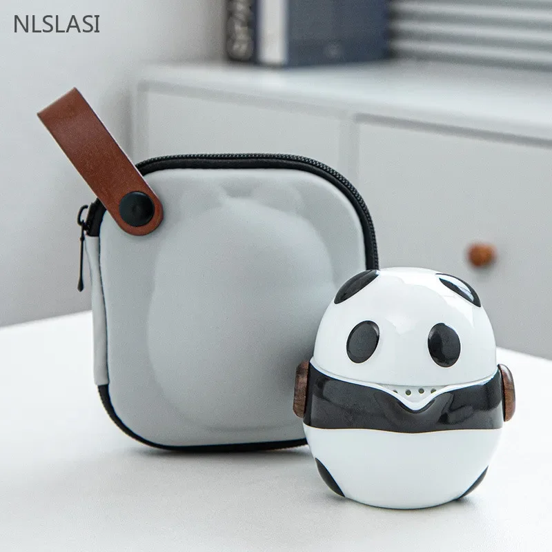 High-end Panda Travel Tea Set Portable Quick Cup Tea Pot and Cup Sets Outdoor Ceramic Beauty Teaware Chinese Tea Accessories