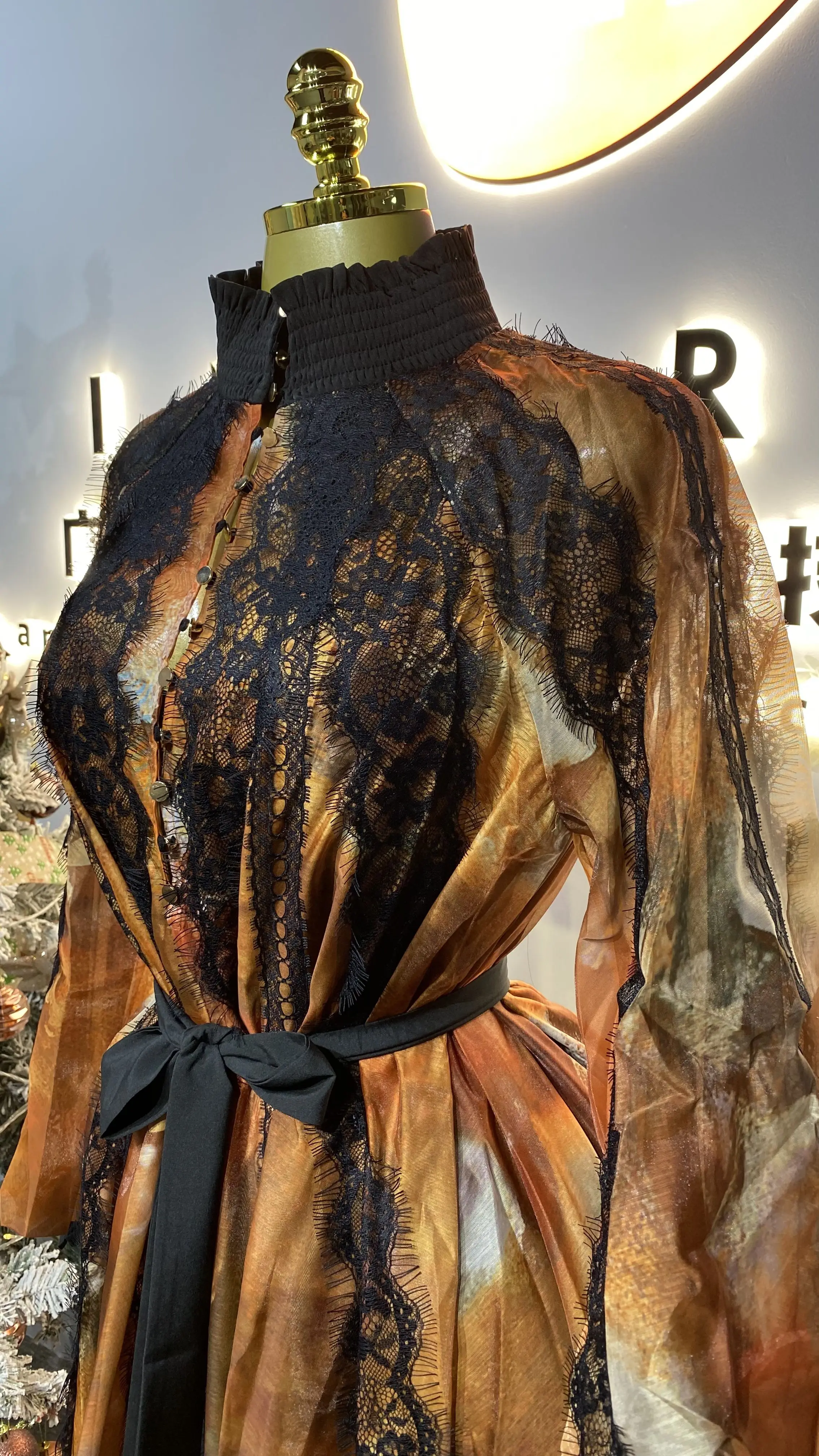 فستان شيفون مقاس كبير للنساء، أكمام فانوس مطبوعة، طويل عطلة الشاطئ كاجوال-GZXX359