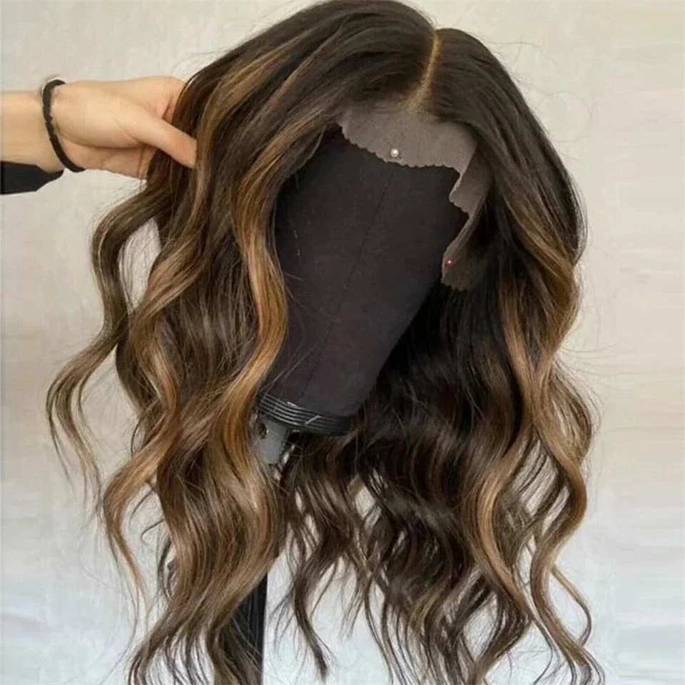 

Женские парики с глубокими волнами без узлов, предварительно выщипанные части, темно-коричневый синтетический парик, классические парики высокой плотности, повседневные вечерние б/у