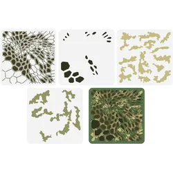 4 Pcs Layered Camo Stencils Template 11.8x11.8 inch Hexagonal Camouflage Painting Stencil Plastic Camouflage Paint Stencil