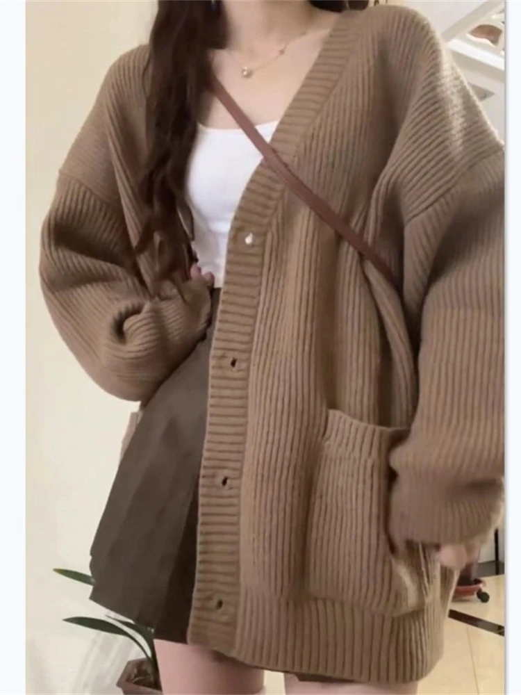 

Gray Knitted Sweater Coat Cardigan And Pleated Skirt Two-Piece Set Women's Spring Autumn Winter Mid-Length Fashion Ensemble