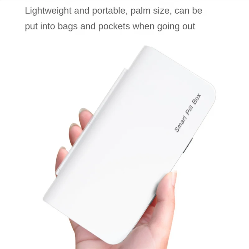 

Pill Box Smart Electronic Medicine Pill Box Time Capsule Weekly Pill Box Health Travel Health Care,White+Black Easy To Use