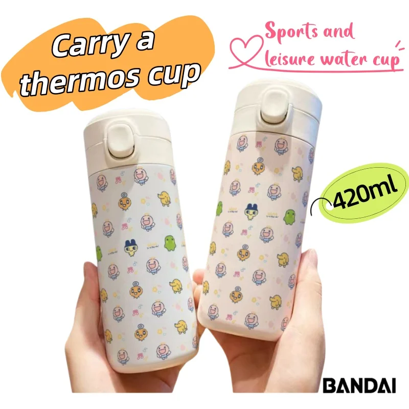 

New Tamagotchi New Cartoon Cute Large Capacity Thermos Cup High Color Value Stainless Steel Portable Sports Leisure Water Cup