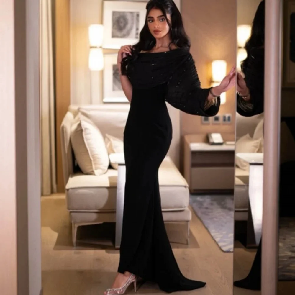 

Customized Exquisite Beading Women Prom Dress One Shoulder Charming Mermaid Party Dress Elegant O Neck Women Evening Gown