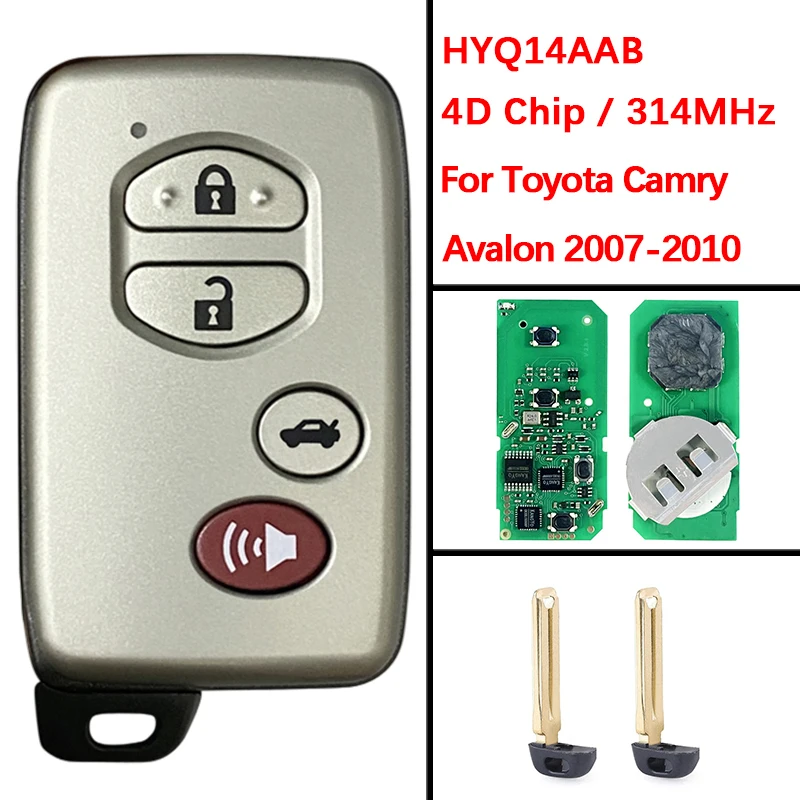 

CN007203 Послепродажный 4-кнопочный смарт-брелок 4D чип 314,3 МГц HYQ14AAB 89904-06041 для Toyota Camry Avalon 2007-2010