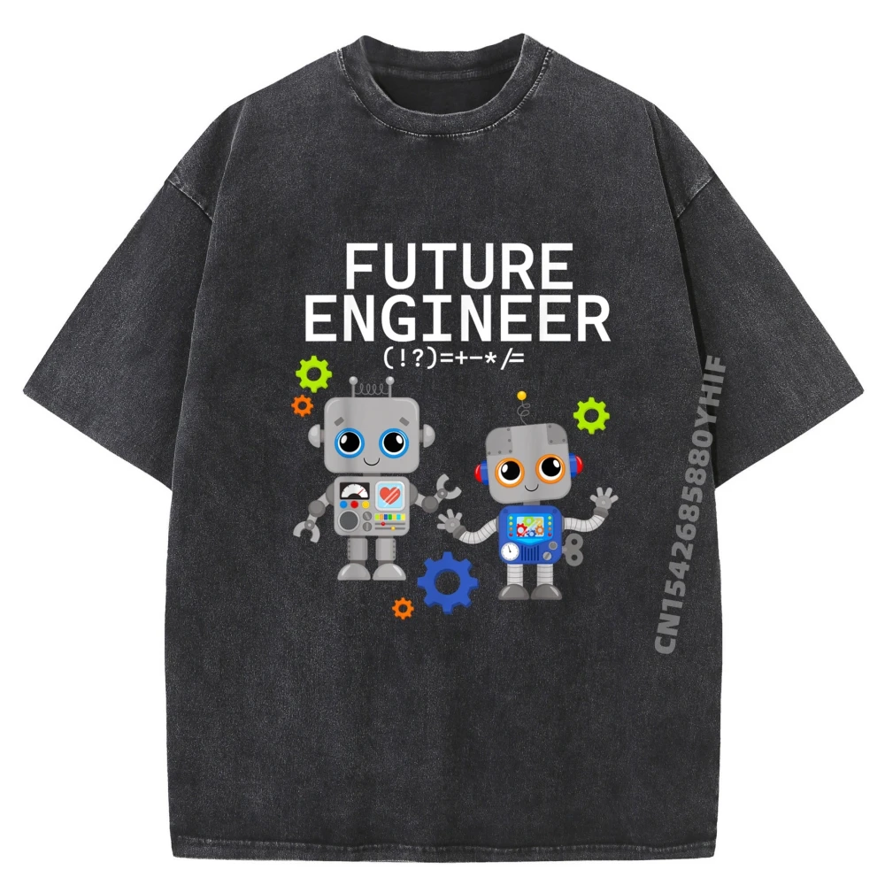 

Костюм инженера будущего, робототехника, кремовая футболка для взрослых, мужские футболки с рисунком, винтажная стираная одежда, фигурки