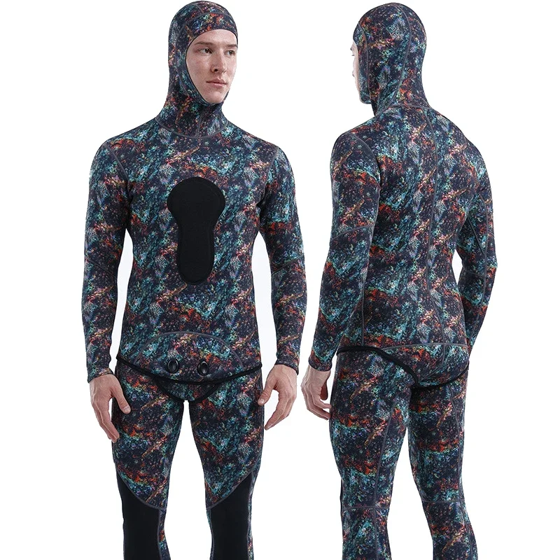 Stylish Wetsuit Men 3mm Neoprene Diving Suit  for Swimming Spearfishing with Hood Rubber Keep Warm Winter Swimsuit