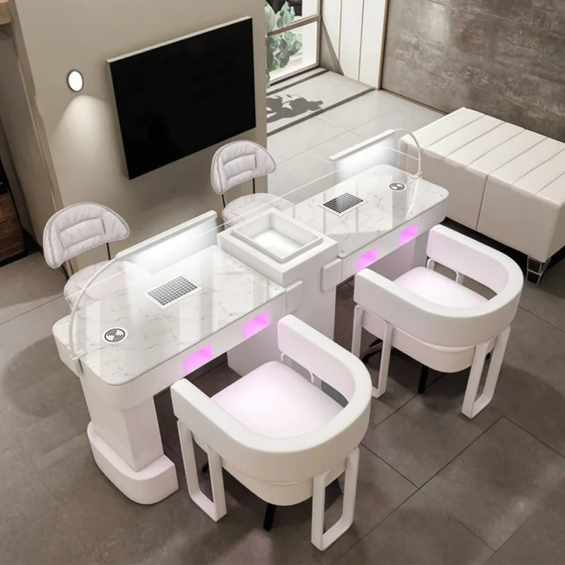 

Customize.Modern Manicure Table Chair Set High Power Vacuum Cleaner Red Light Baking Lamp Nail Table
