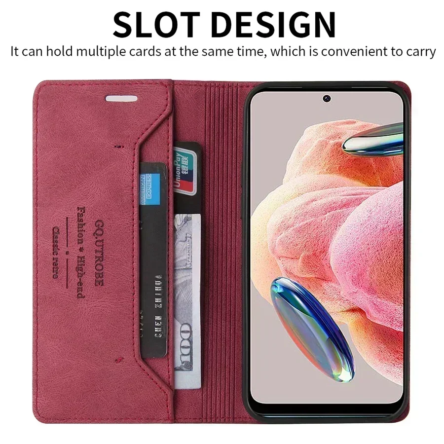 Wallet Anti Theft Brush Magnetic Flip Card Stand Leather Case For Xiaomi Redmi Note 12 12S 12 Pro 11 11S 11 Pro Poco X5 Pro