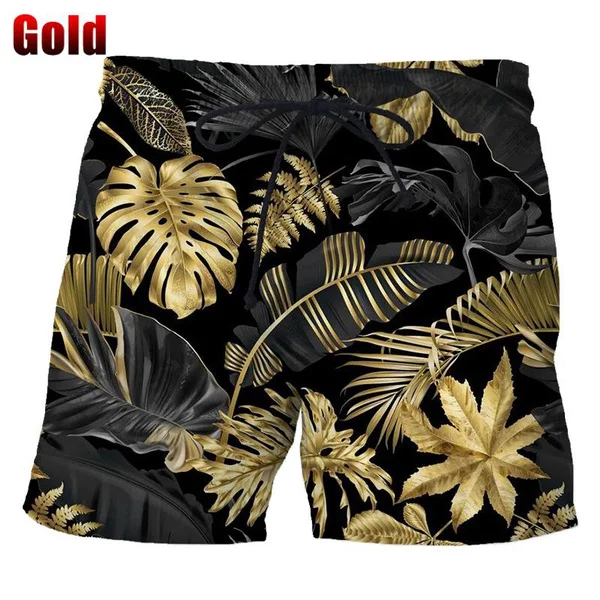 Summer Hawaiian Beach Shorts Quick Drying 3d Printed Palm Motif Swim Trunks Shorts Board Shorts Men Funny Beach Shorts