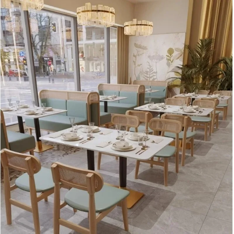 Internet celebrity milk tea shop booth sofa coffee shop western restaurant table and chair combination hamburger dessert snack b