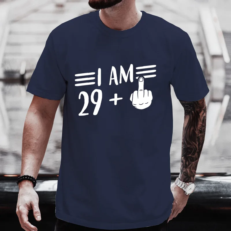 Mens Short Sleeve T Shirt I Am 29 Plus Middle Finger Graphic Tee Funny 30th Birthday Humor Casual Crew Neck Tops For Daily Wear