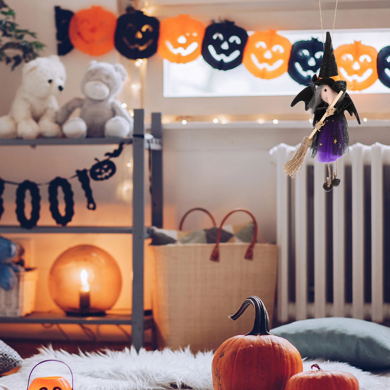 

Hanging Witch Decoration Halloween Party Ornament Creative Interesting Compact Size Prank Friends Family Boost Atmosphere
