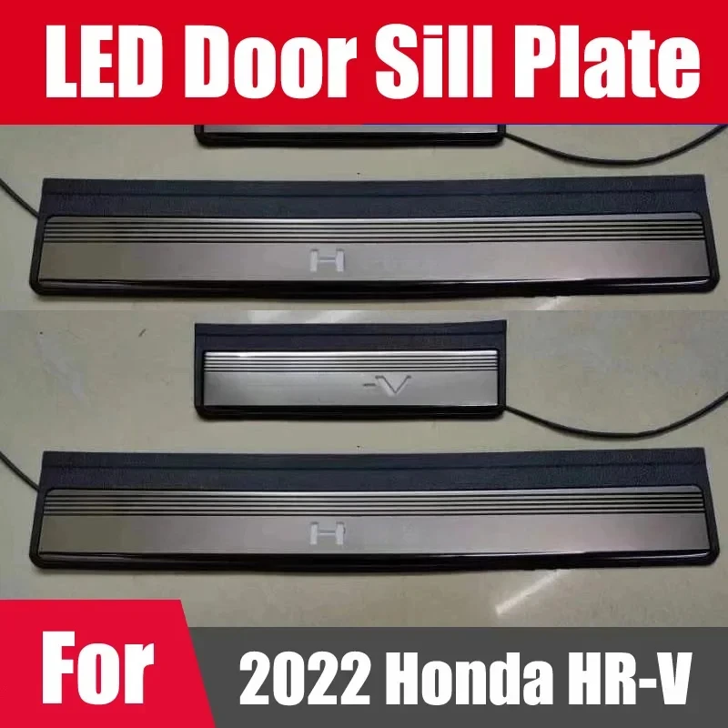 For Honda HRV HR-V HRV Vezel 2022 Accessories Led Door Sill Scuff Plate Cover Trim Exterior Decoration Car Styling
