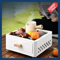 Parrilla de Carbón Portátil para Exteriores, Estufa Cuadrada para Té, Barbacoa para Camping y Terraza, Accesorios para Barbacoa, Equipo de Camping