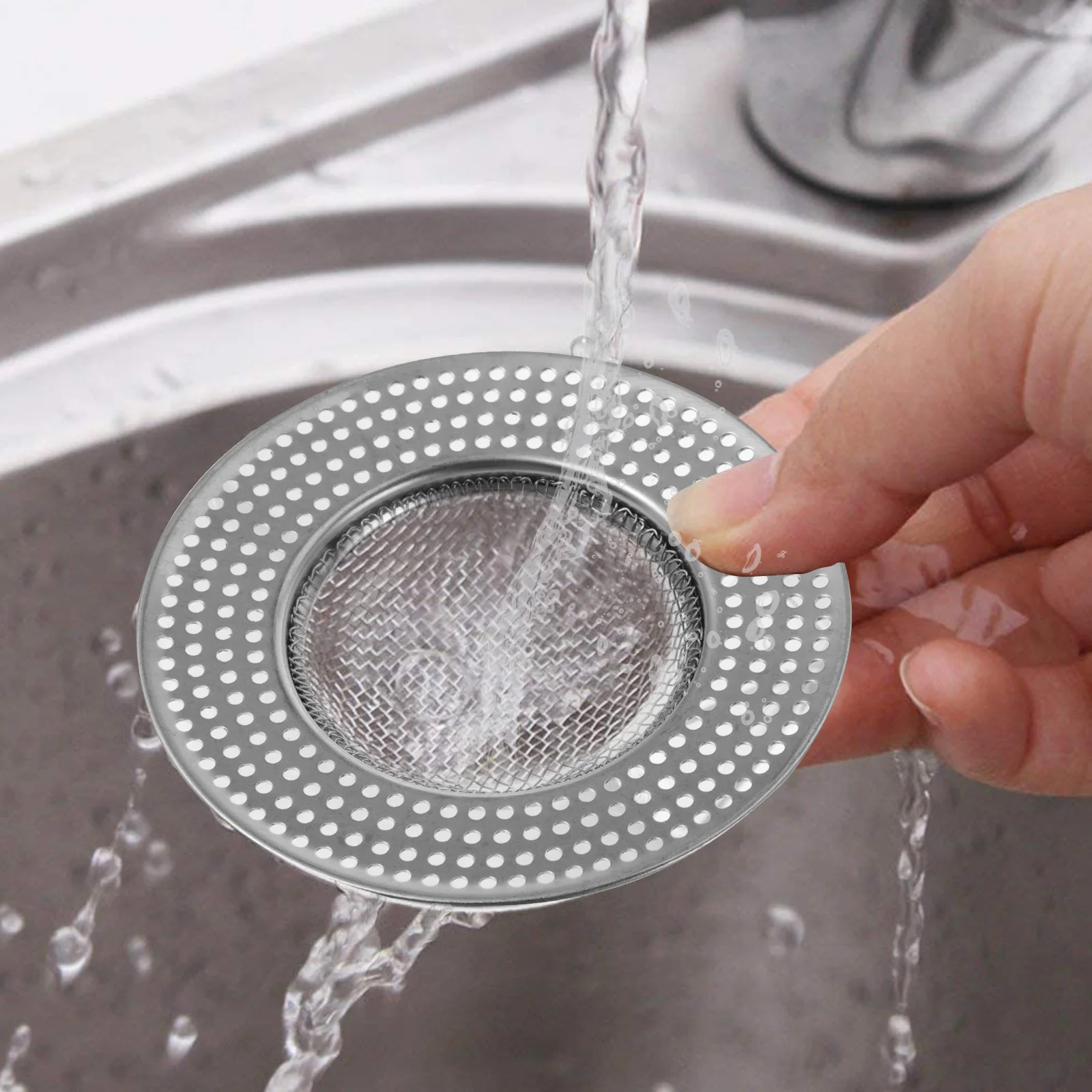 

1pcs Stainless Steel Drain Cover For Bathroom Bathtub Sink Strainer Drainage Filter Net Hair Catcher Round Hole Design