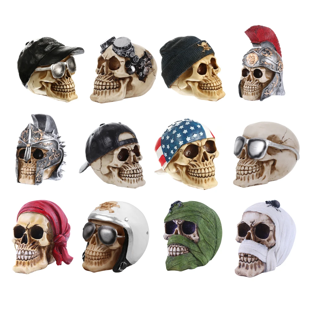 

Creative Simulation Resin Skull Halloween Decor Realistic Human Head Ornament Eerie Decoration Gift Desktop Horror