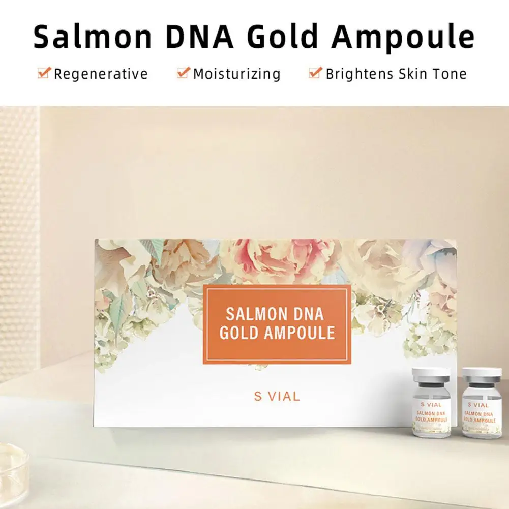

Salmon DNA Gold Ampoule Kit, 0.3mm Microneedle Skin Booster Serum, Hydrating Glowing Brightening Moisturizing Facial Skin Care