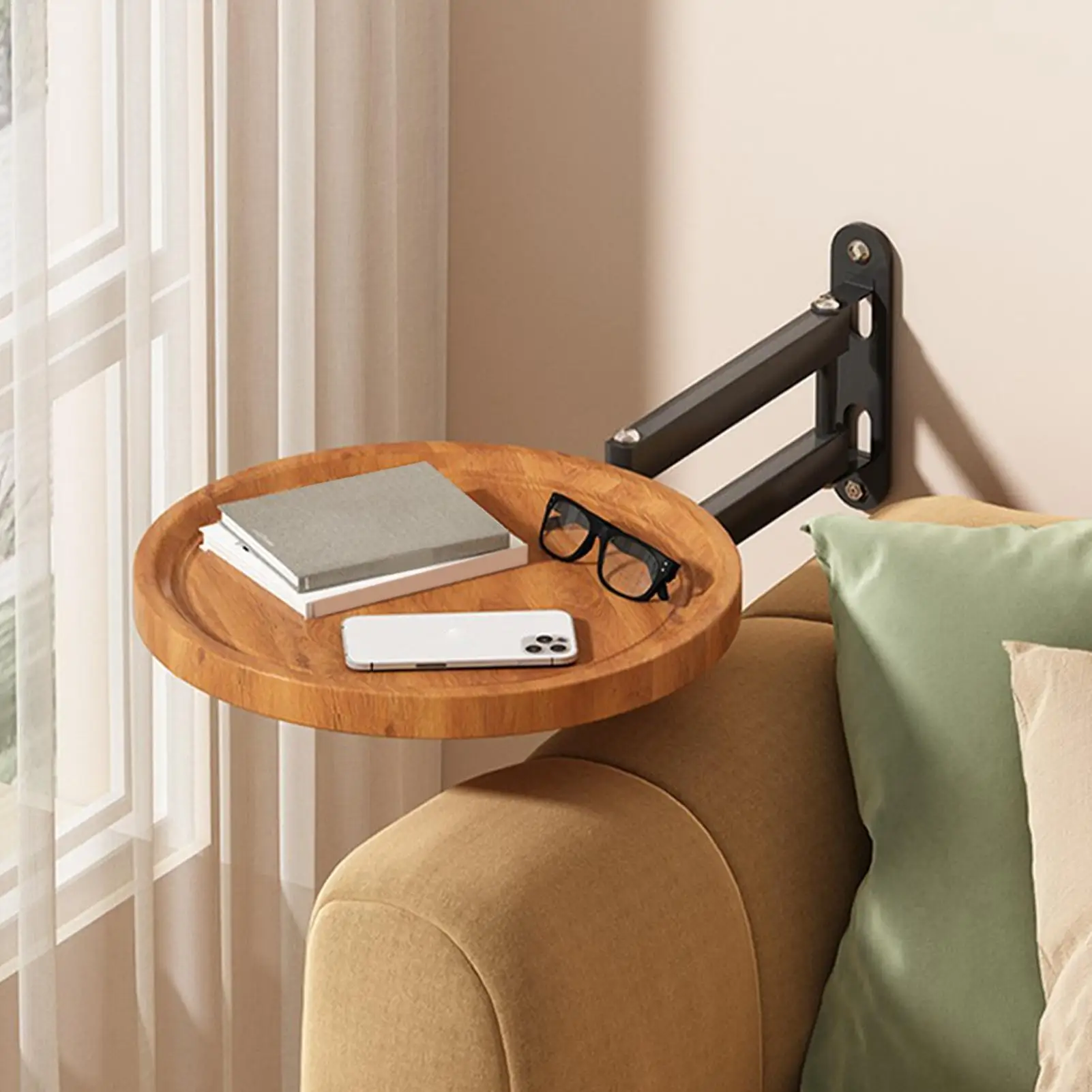 Wall Mounted Table Foldable Small Tea Round Tables Living Room Creative Floating Bedroom Adjustable Space Saving Storage Rack