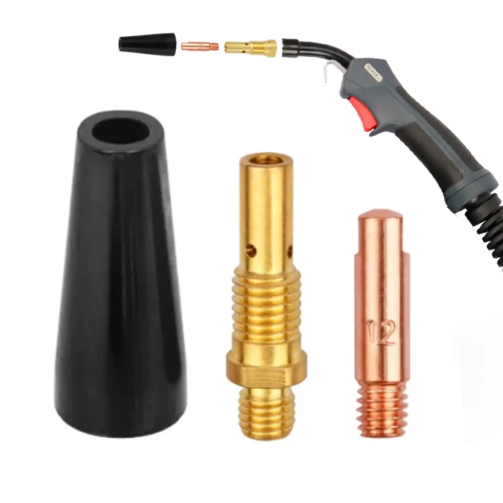 3/7/14PCS 15AK KP1939-1 Flux Cored Gasless Nozzle Tip Kit Airless Nozzles Tip Holder Connecting Rod Mag Mig Welding Accessories
