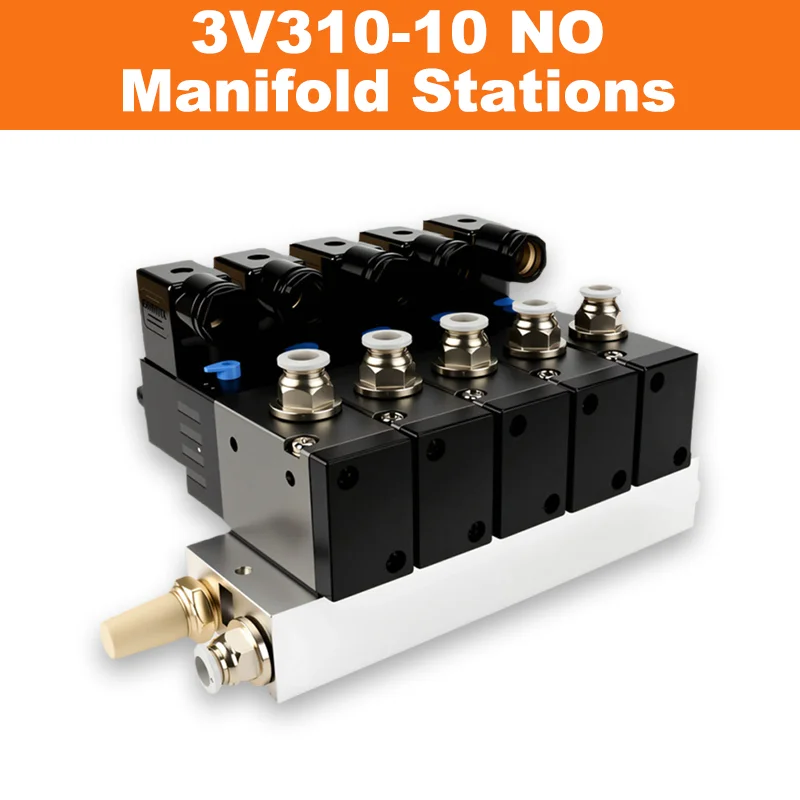 3V310-10 NO Integrated Solenoid Control Valve 3/2 Way Normally Open Electronic Pneumatic Valve with Manifold Block