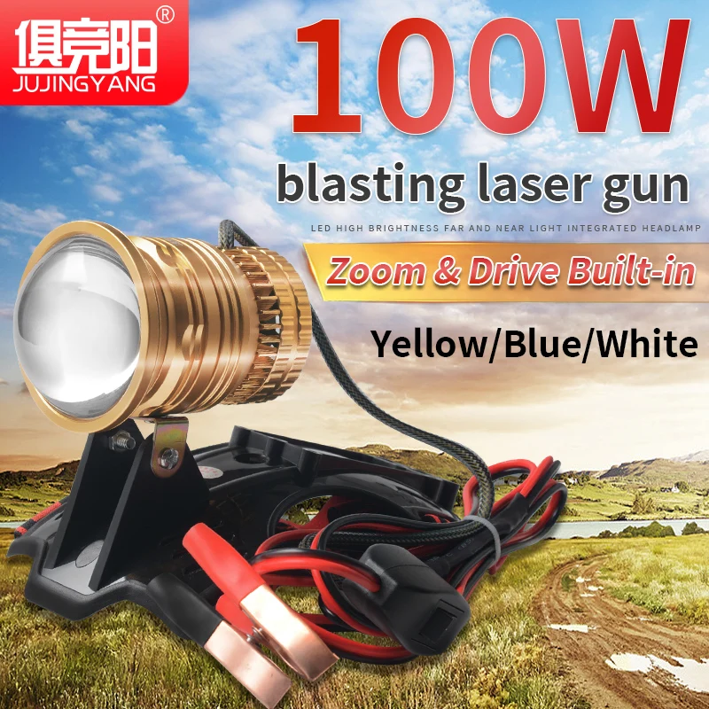 100W High-Power Convenient Head-Mounted Led Headlight Outdoor Waterproof Bright Flashlight Telescopic Focusing Fishing Light