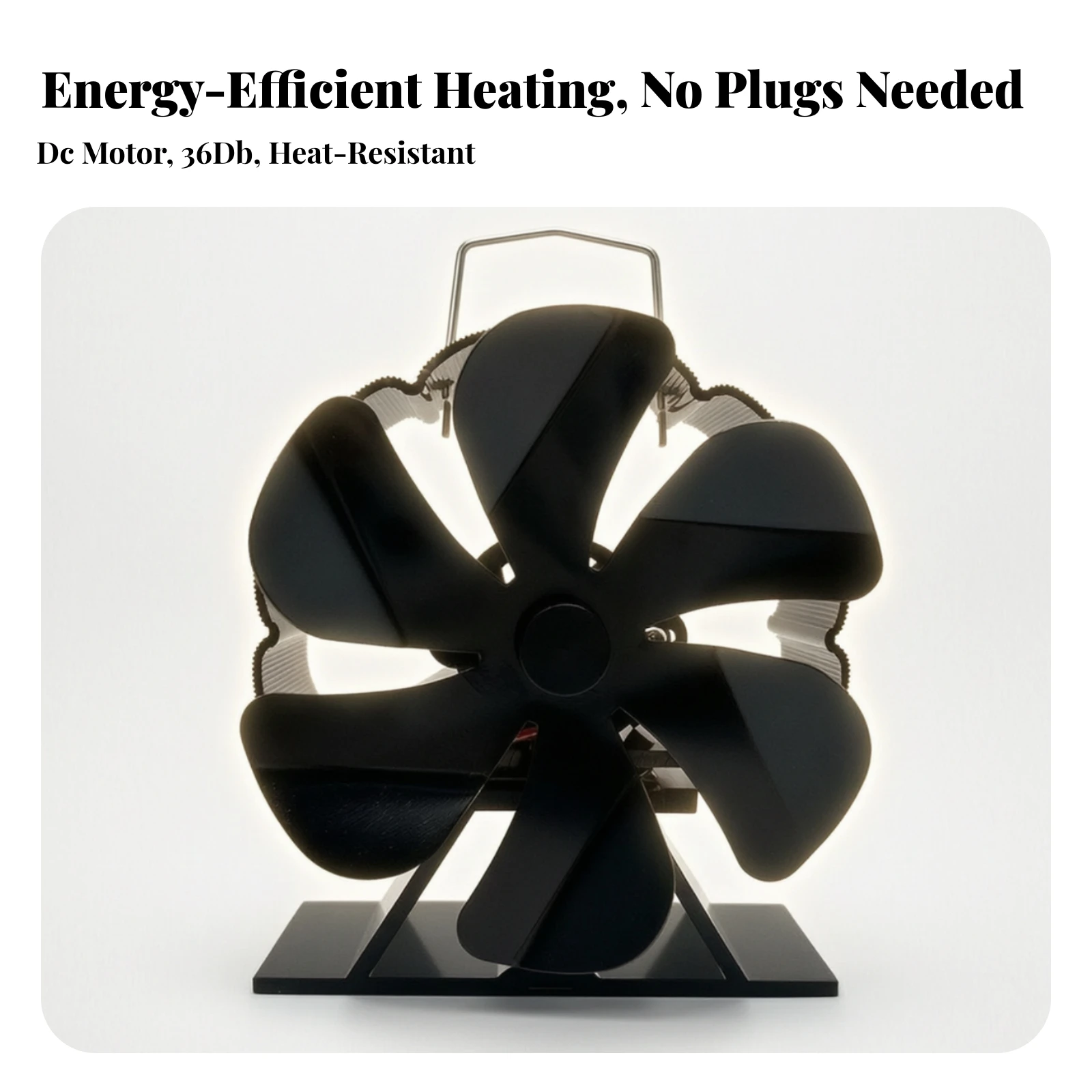 Heat-Powered Fireplace Circulation Fan Quiet Operation Fireplace Fan with Carry Handle Self-Starting Battery-Unrestricted