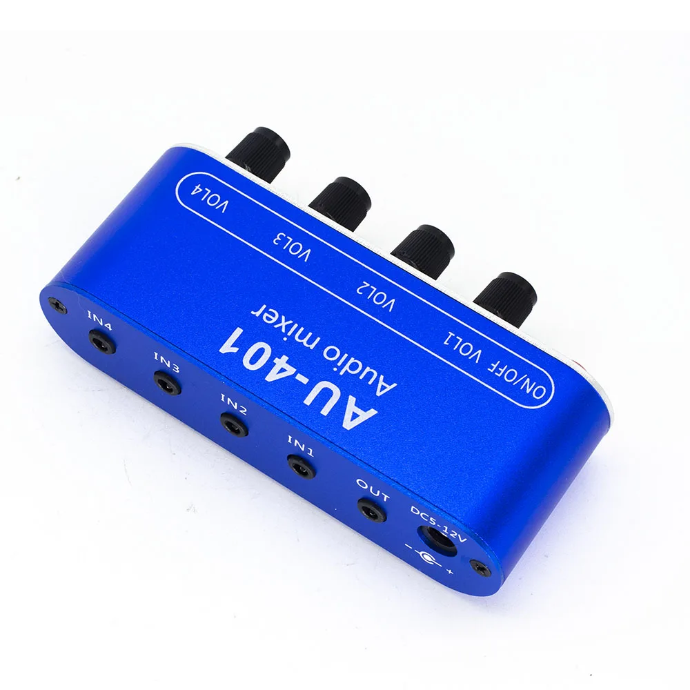 AU-401 DC 5V-12V Stereo Audio Mixer 4 Input 1 output Individually Controls Board Sound mixing DIY Headphones Amplifier