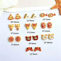 30PCS Simulated Salad Bread Donut Nail Charms Creative Cute Bear Cowhorn Sandwich Desserts Resin Nail Art Decorations DIY Nails