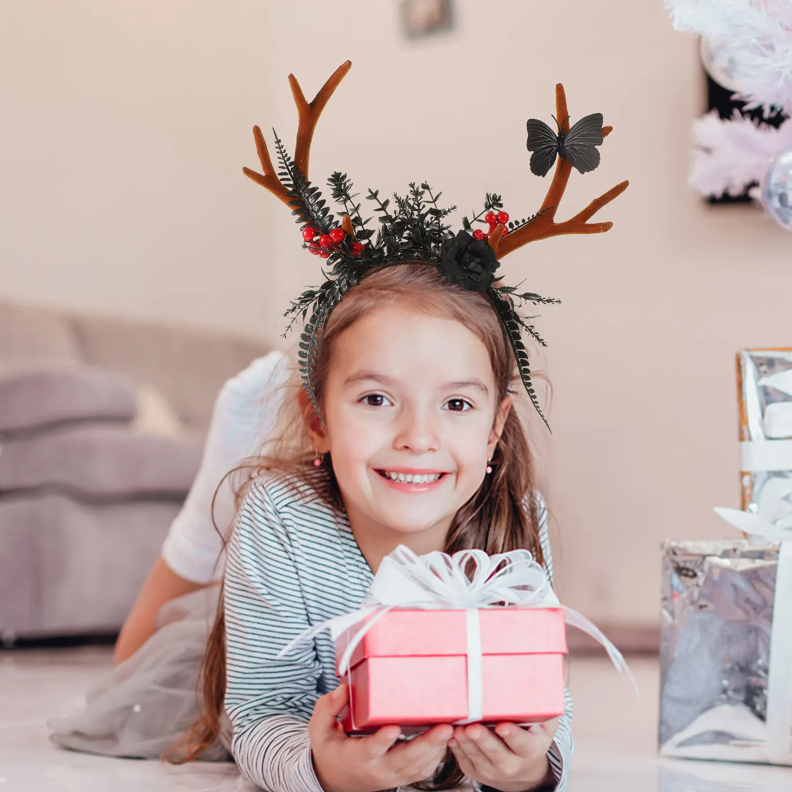 

Antler Headband Christmas Hair Band Xmas Party Festival Cosplay Headdress Prop Plastic Lightweight One Size Fits Most Hair