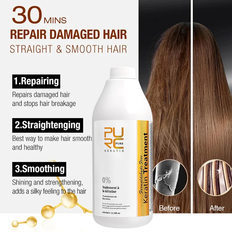 PURC Brazilian Keratin Hair Treatment Formalin Smoothing Straightening Soften Nourishing Hair Care Professional Salon Products