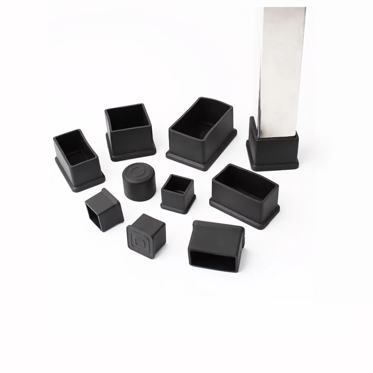 

Square Rubber Chair Leg Caps Non-slip Table Foot Dust Cover Socks Floor Protector Pads Pipe Plugs Furniture Leveling Feet