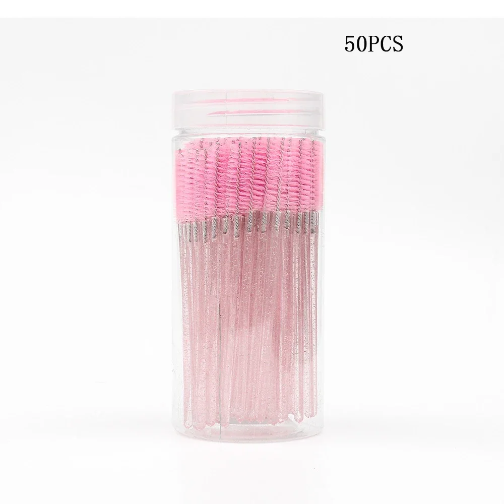 50PCS ขวดคริสตัลมาสคาร่า Applicator ทิ้งเพชรแปรงขนตาหวีสําหรับผู้หญิงแปรงแต่งหน้าความงามเครื่องมือ