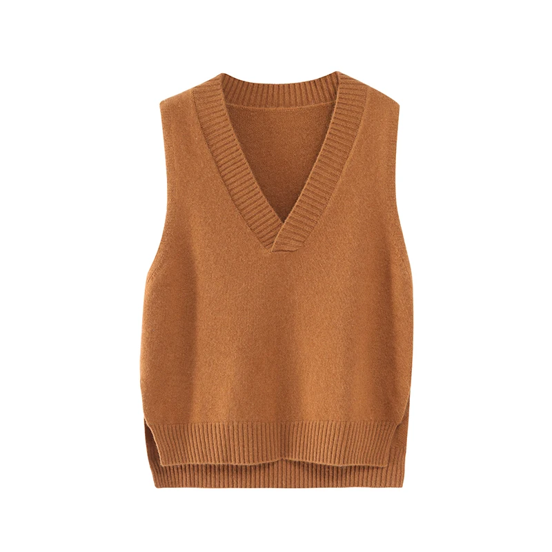 Hot Sale 2023 Autumn Winter New Women Waistcoat 100% Cashmere Knit Pullovers Vest Sleeveless Sweater Female Soft Warm Outwear