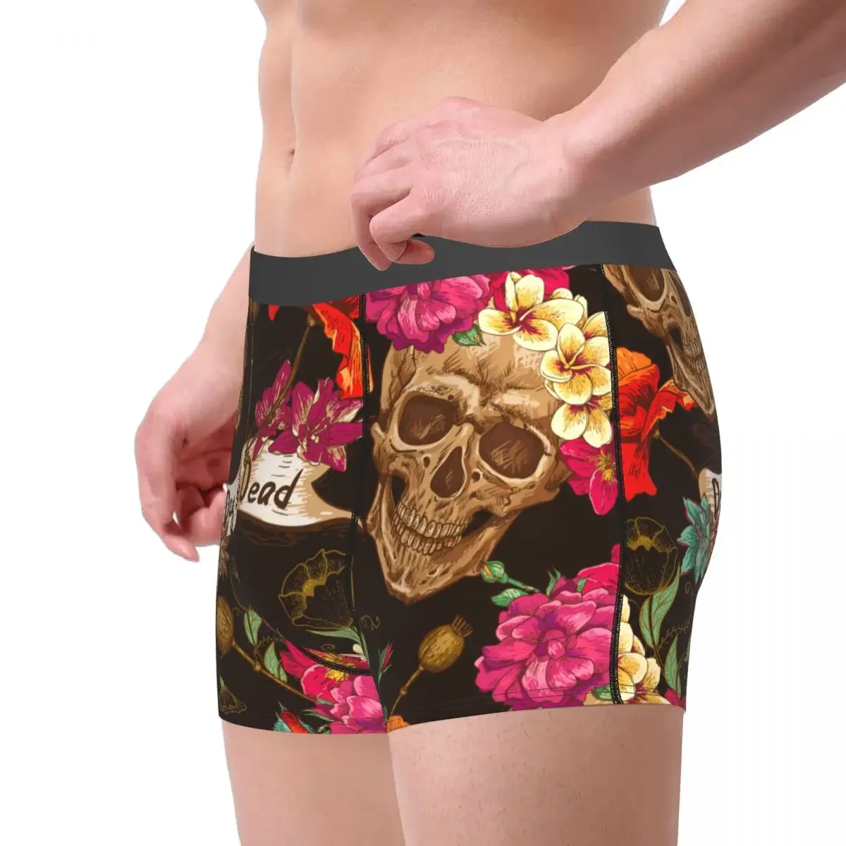 Boxershorts Men Comforable Panties Set Skull and Flowers Underwear Man Boxer