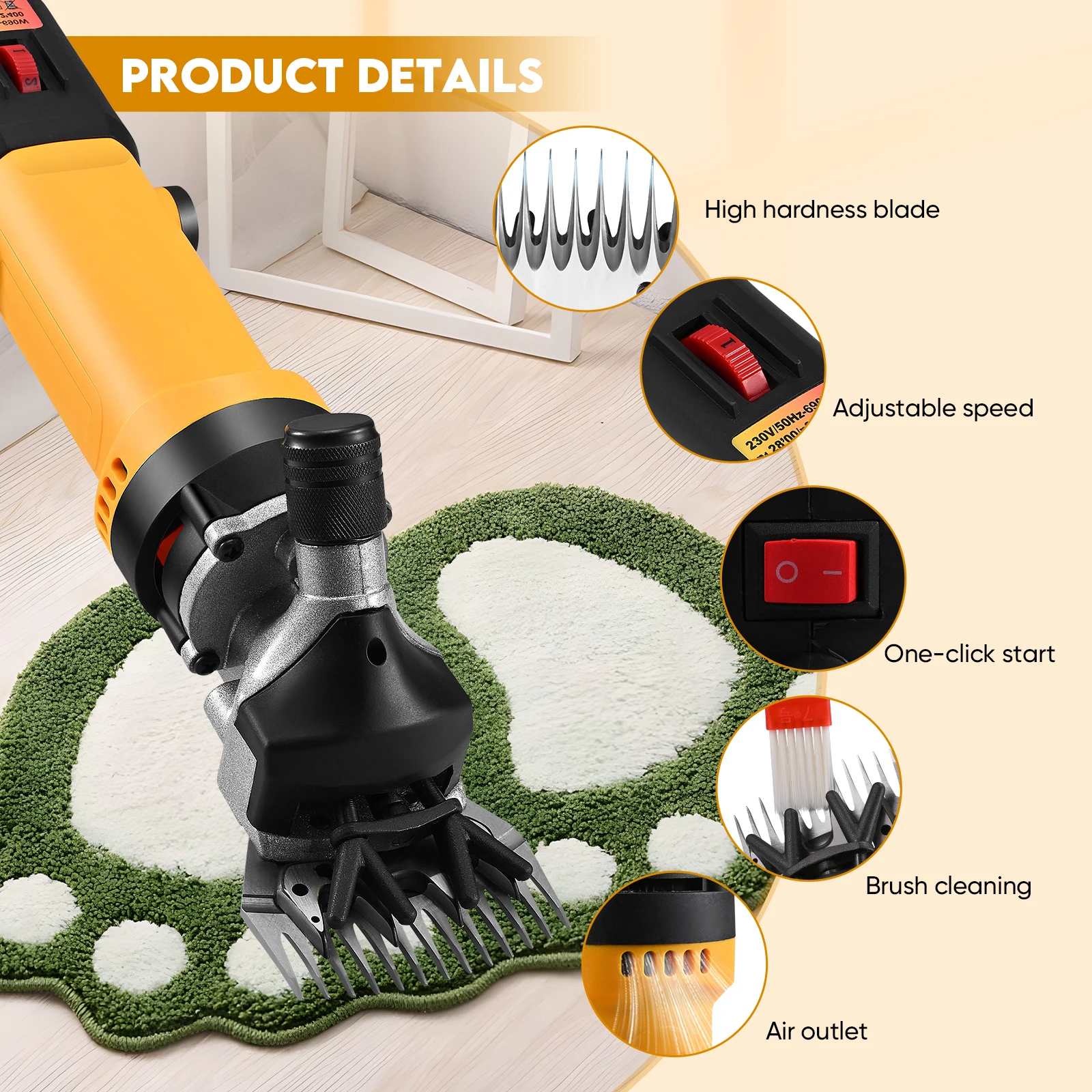 690W Electric Carpet Trimmer 2800r/min Adjustable Speed Electric Scissors Rug Tufting kit with Shear Guide