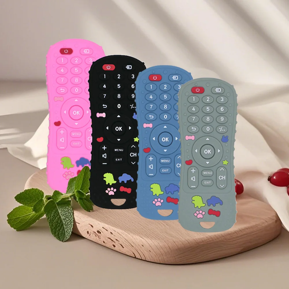 1 قطعة ألعاب الأطفال سيليكون التلفزيون التحكم عن بعد شكل عضاضة لعبة BPA الحرة سيليكون التسنين لعبة مضغة ملحقات الطفل الحسية