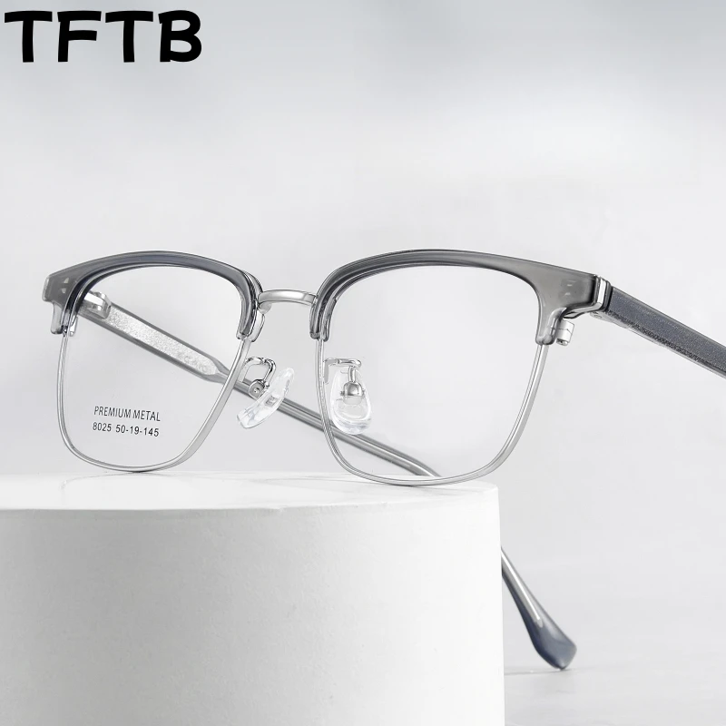 

TFTB New Fashion Trend Men's Optical Prescription Eyeglasses Frame Business Casual Flexible Small Size Alloy Glasses Women 134mm
