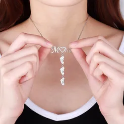 Personalizado Pés do bebê Nome Colar, Personalizado Nomes das Crianças, Zircon Jóias, Presente do Dia das Mães, Novo Gravado