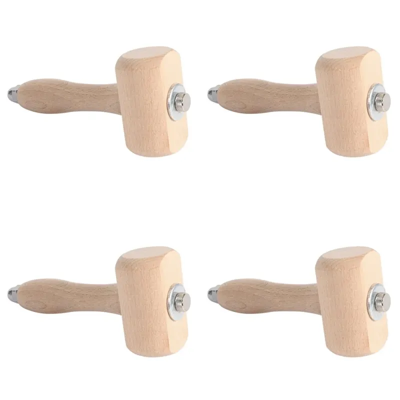 

4X Wooden Mallet Leathercraft Carving Hammer Sew Leather Tool Kit (Wooden)
