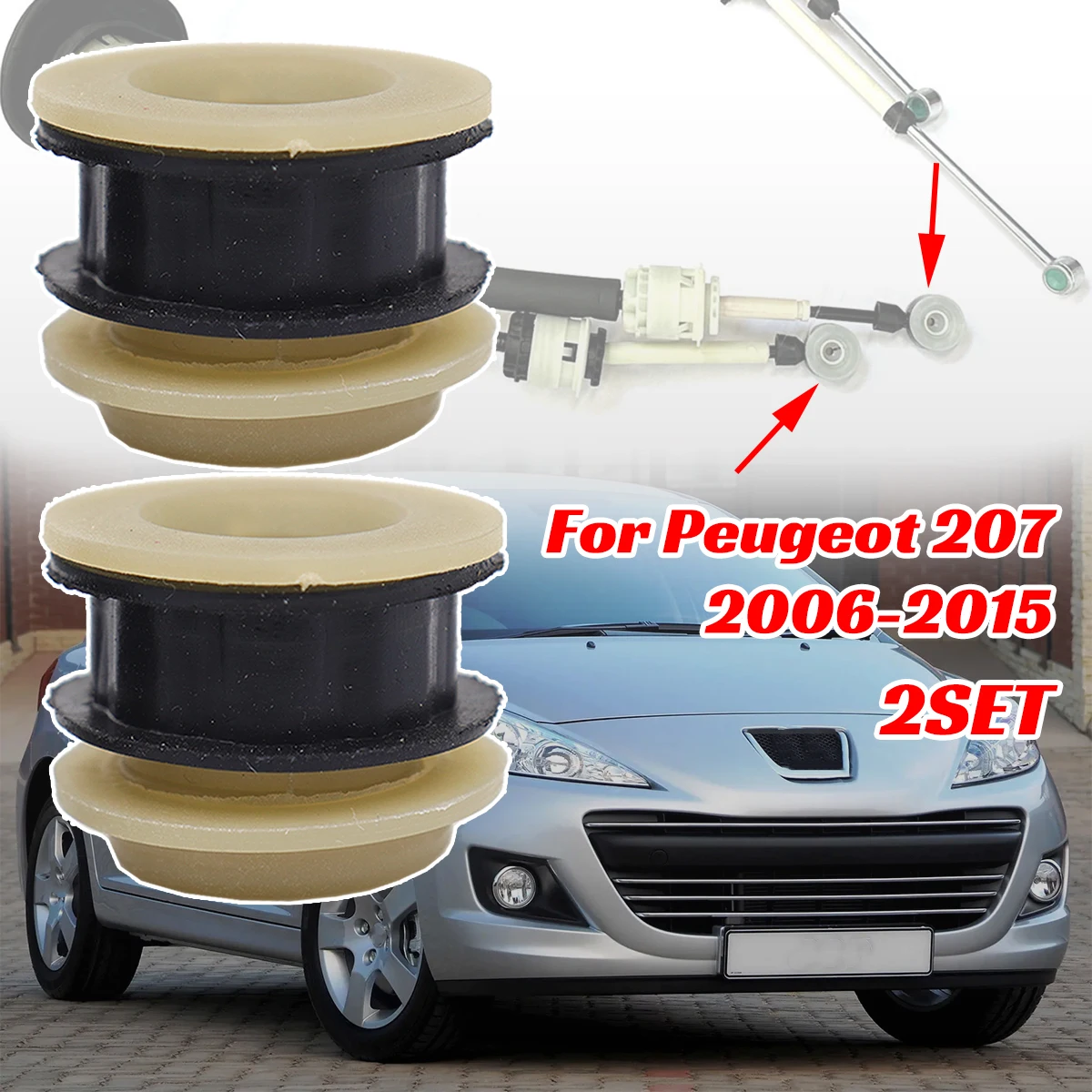 

2pc Manual Gearbox Shift Cable Linkage Control Shifter Lever Connect Rod Bushing For Peugeot 207 2006 2007 2008 2009-2015 CC SW