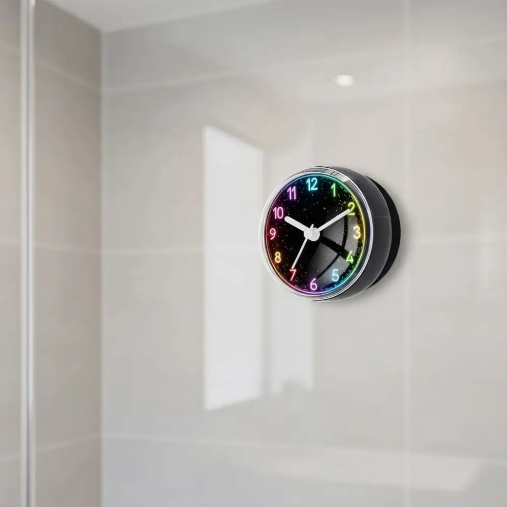 

Ergonomic Fitness Pull Rope Wall Clock Suction Cup Waterproof Shower Clock Neon Color Anti Fog Quartz Clock Bedroom