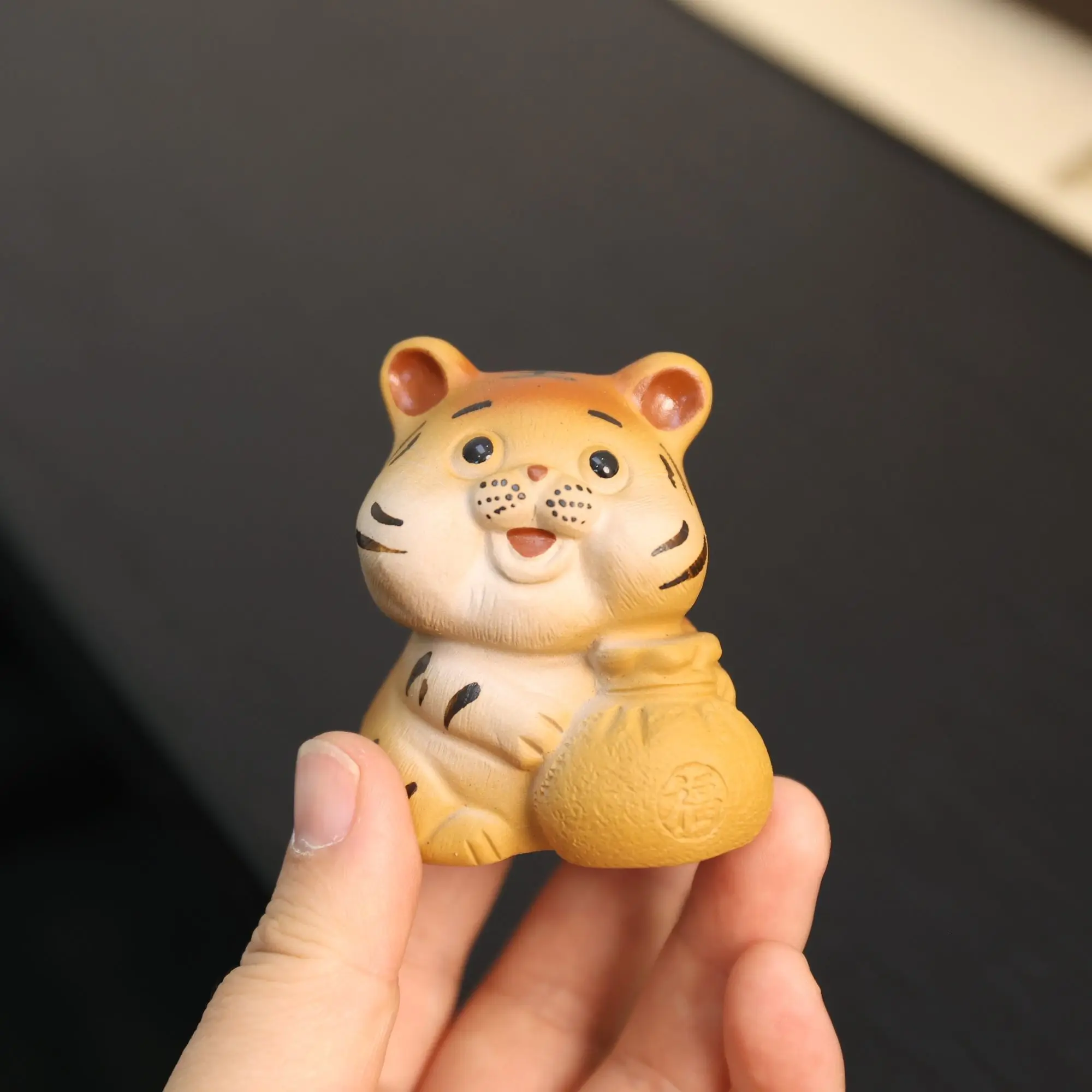 Yixing Zisha Ornament Lucky Bag Little Handmade Cute Zodiac Tiger New Tea Set Decoration