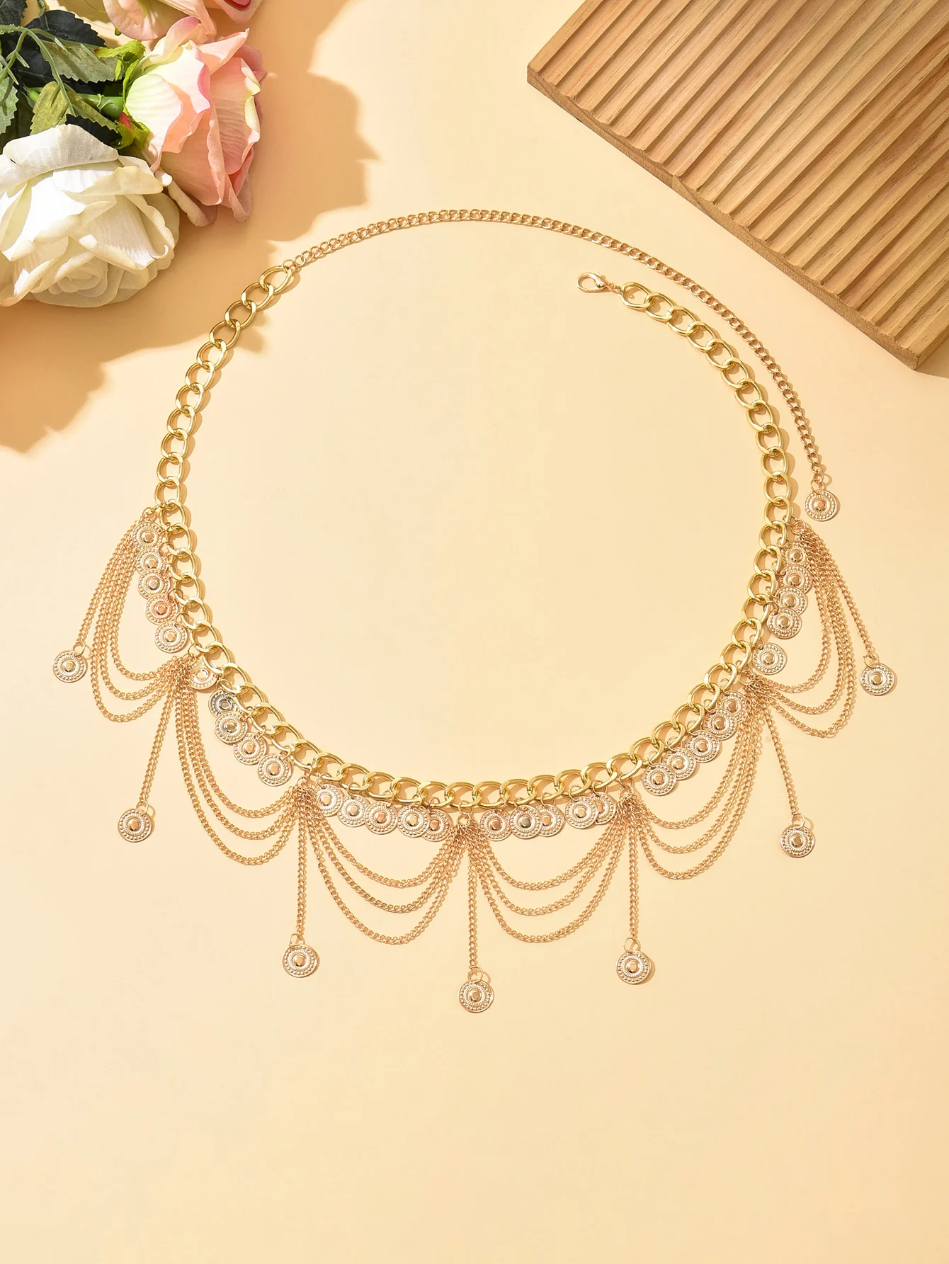 سلسلة حزام على شكل شرابة، سلسلة مجوفة متعددة الطبقات كلاسيكية وبسيطة، سلسلة الجسم، إكسسوار الزفاف #1