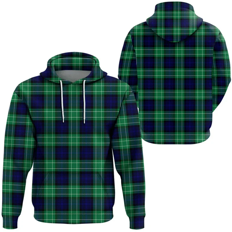 

Autumn And Winter Men's Hoodies Vintage Plaid Print Long Sleeve Pullover Tops Street Fashion Oversized Sweatshirts Men Clothing