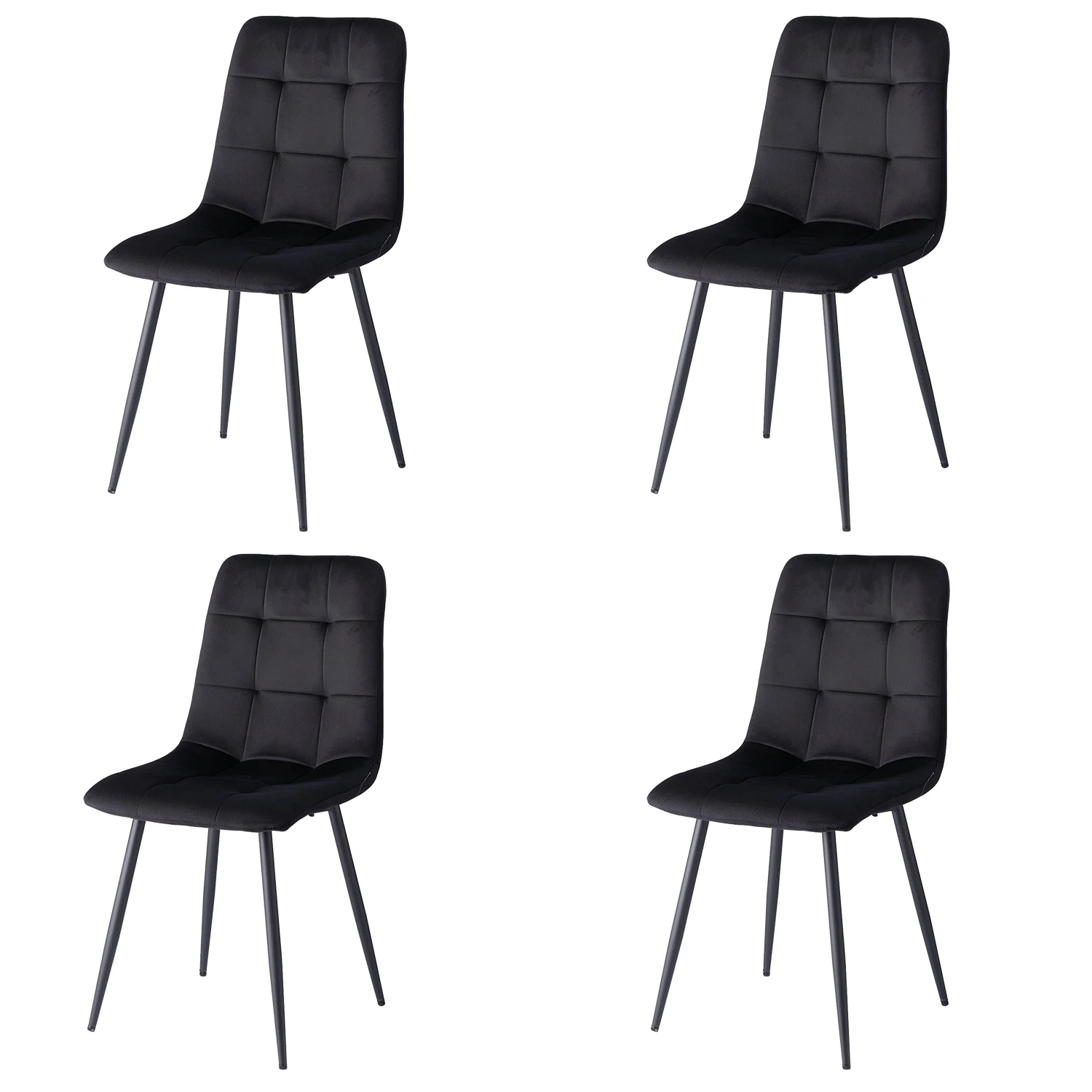 EGOONM Set van 2/4/6 eetkamerstoelen, gestoffeerde stoelen, designstoel met rugleuning, fluwelen zitting, metalen frame keuken woonkamer