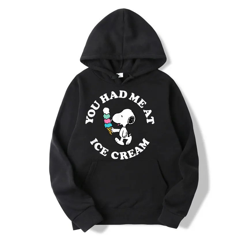 Snoopy You Had Me At Ice Cream Men Hoodie Cartoon Fashion Women Oversized Sweatshirt Tops Spring Autumn Couple Pullover