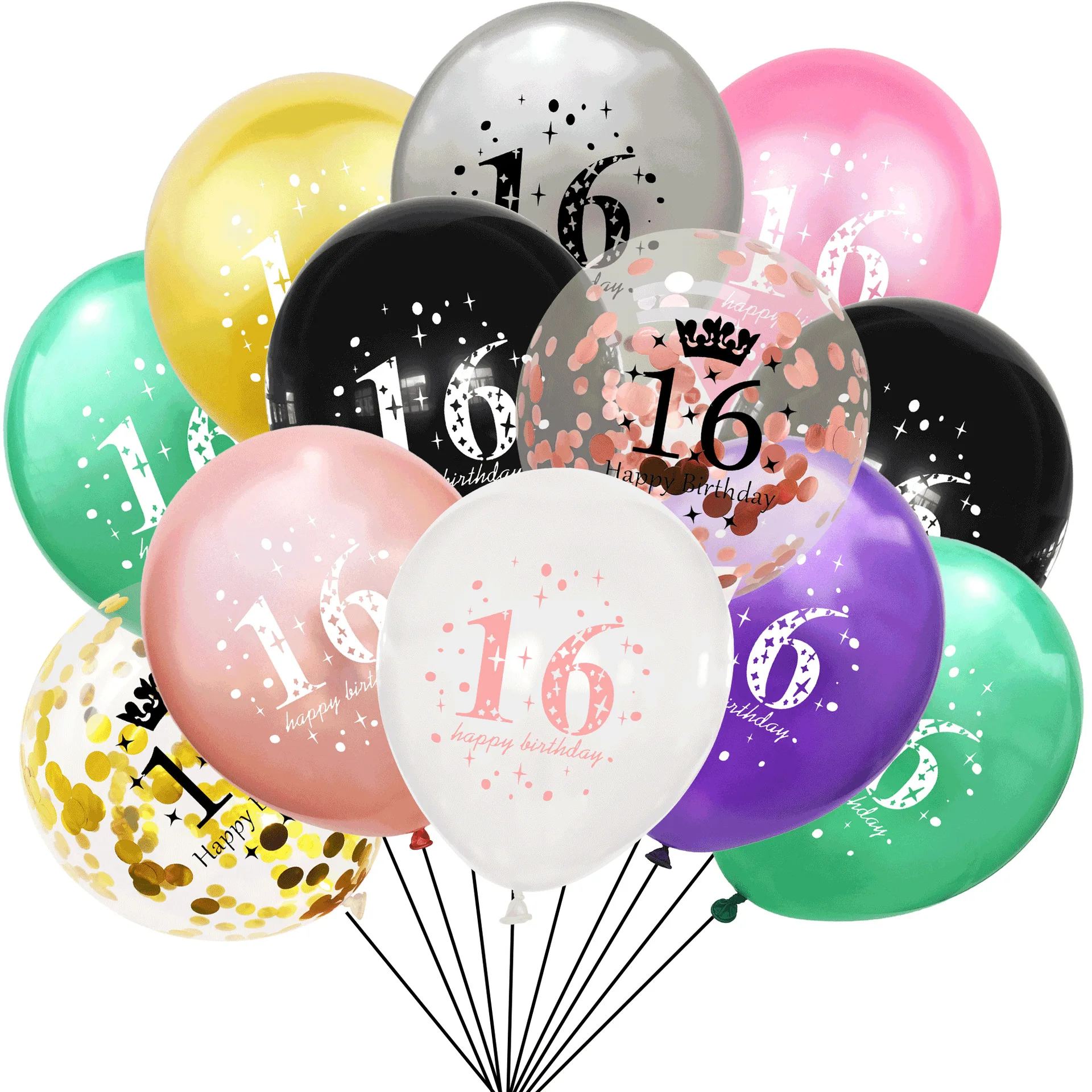 16 Year Old Latex Balloon 12 Inch 2.8g Birthday Balloon Happy Birthday Party Decoration Outdoor Party Atmosphere Building