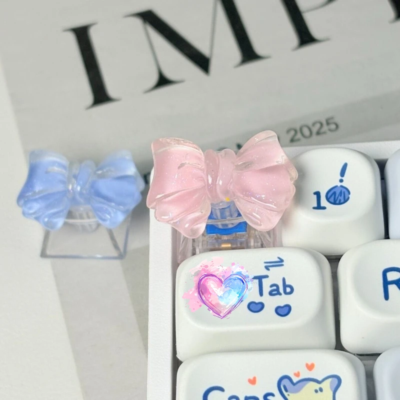 Lovely Transparent Keycaps ESC Replacement Bowknot Personalized Keycap MX Switch Mechanical Keyboard Key Caps Girl Gift